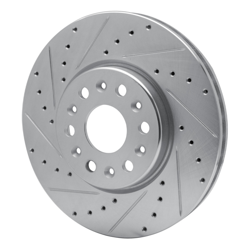 Buick Enclave Brake Rotor (1) - Front Left - R1 Concepts - Drilled & Slotted - Silver - `17-`25